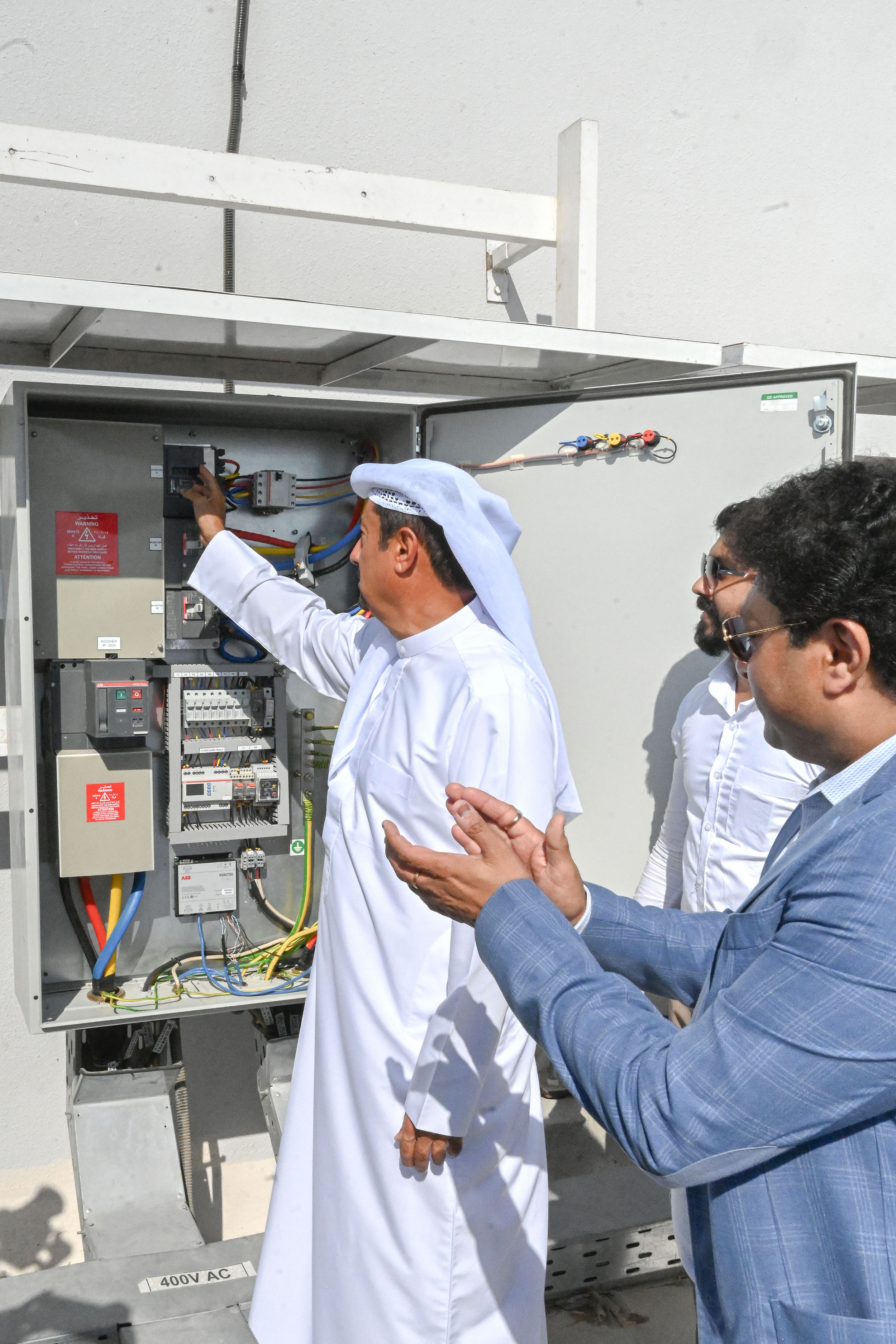 Solar Panel Installation with Dubai Skyline