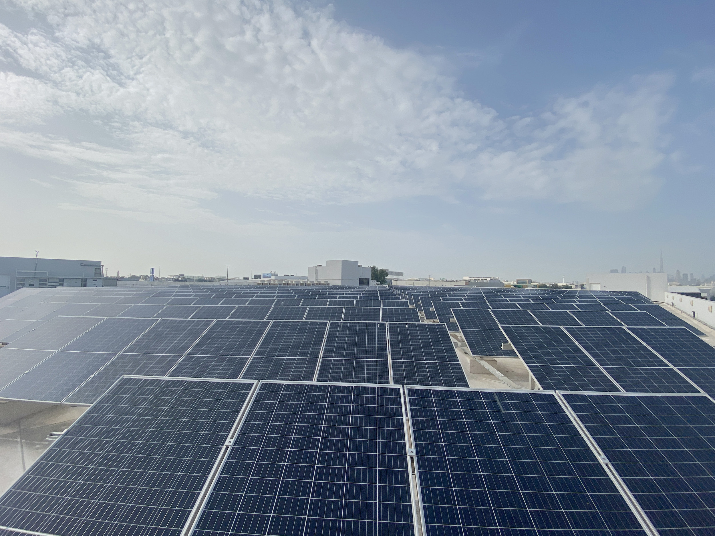 Rows of Solar Panels on Head Office Roof