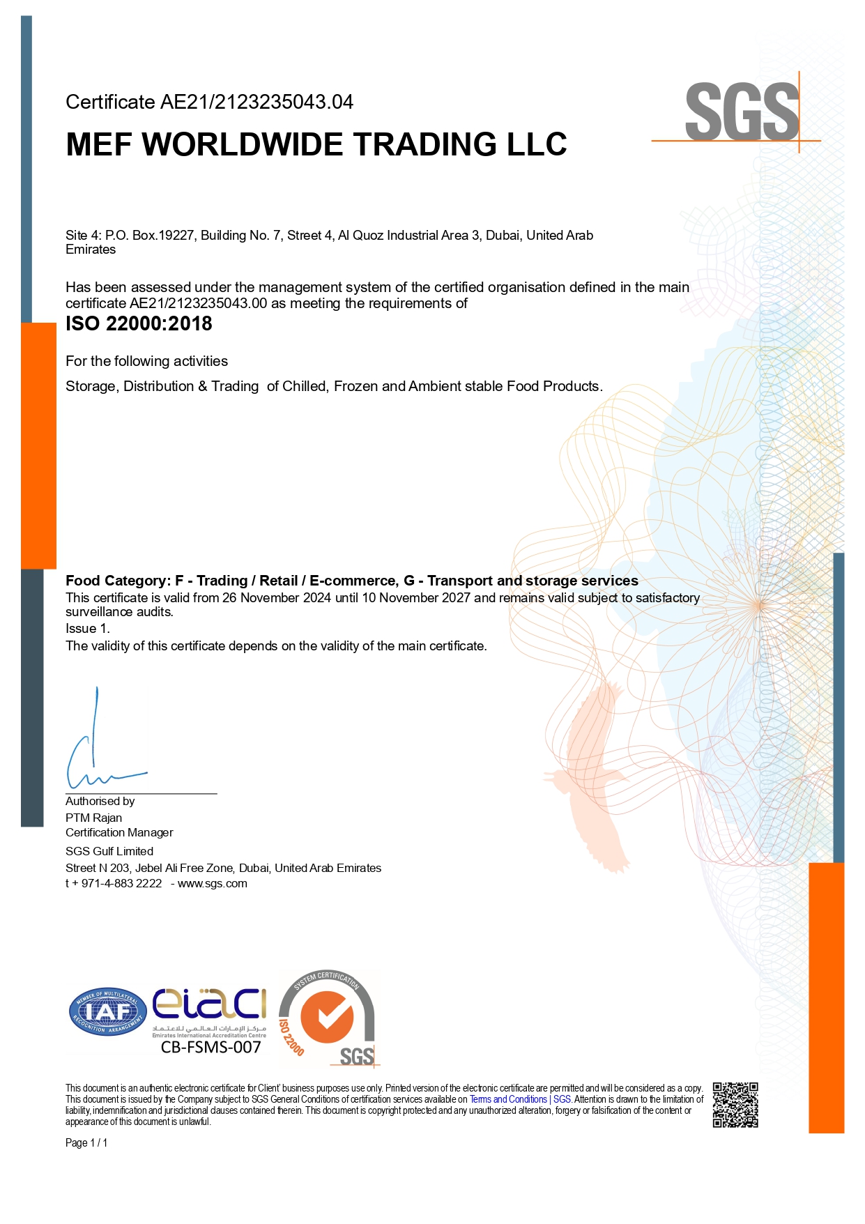Food Safety Management System (FSMS) Certification