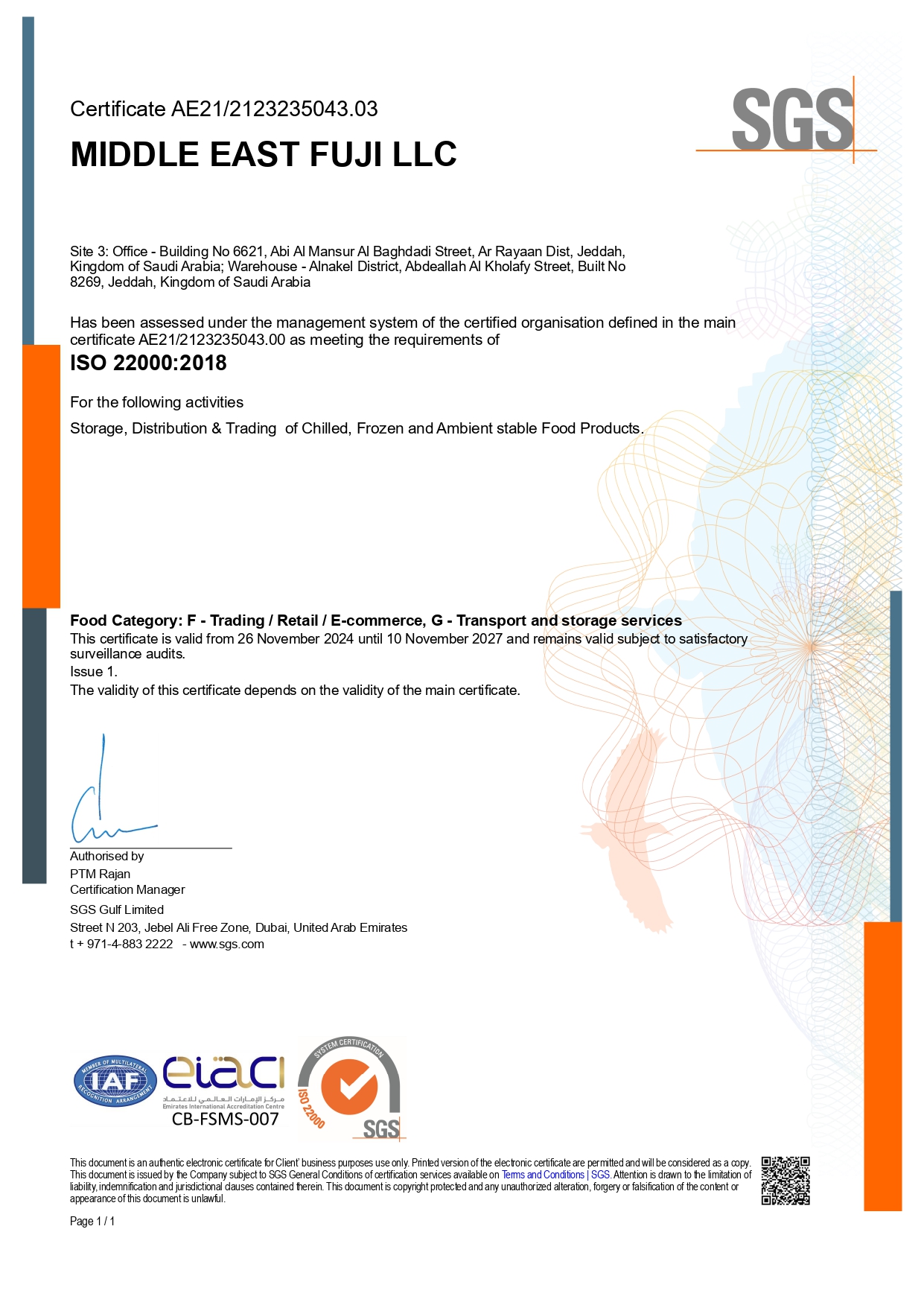Food Safety Management System (FSMS) Certification