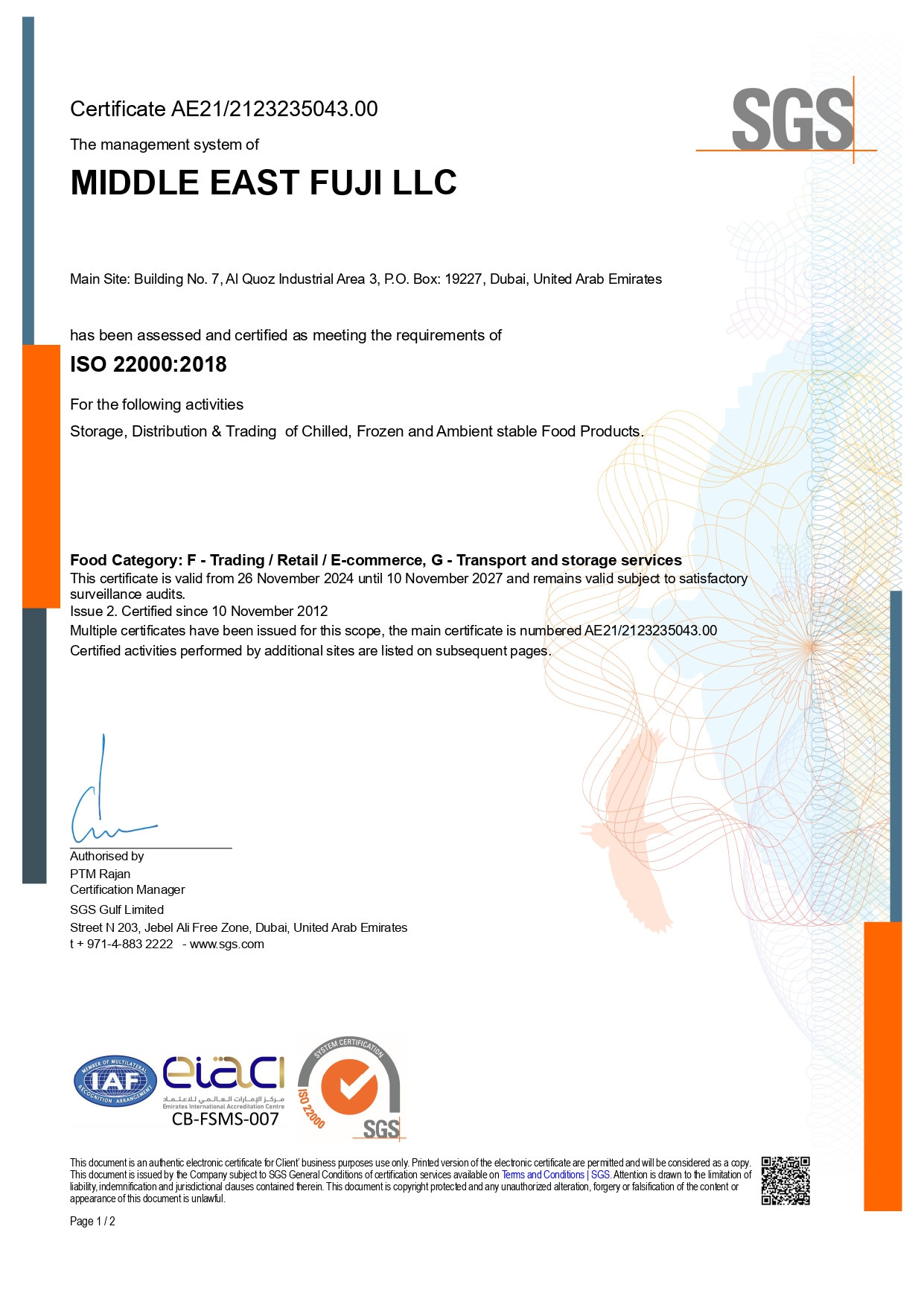 Food Safety Management System (FSMS) Certification