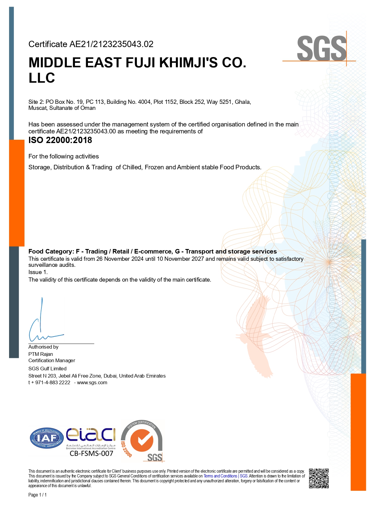 Food Safety Management System (FSMS) Certification