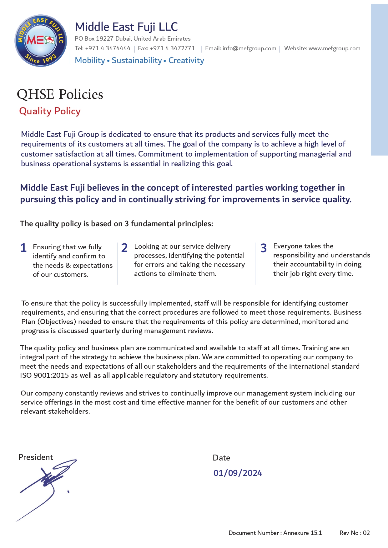 Quality Policy