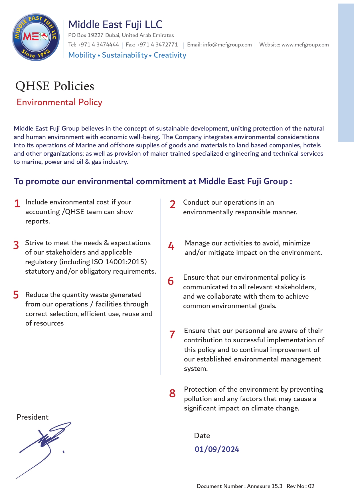 Enviromental Policy