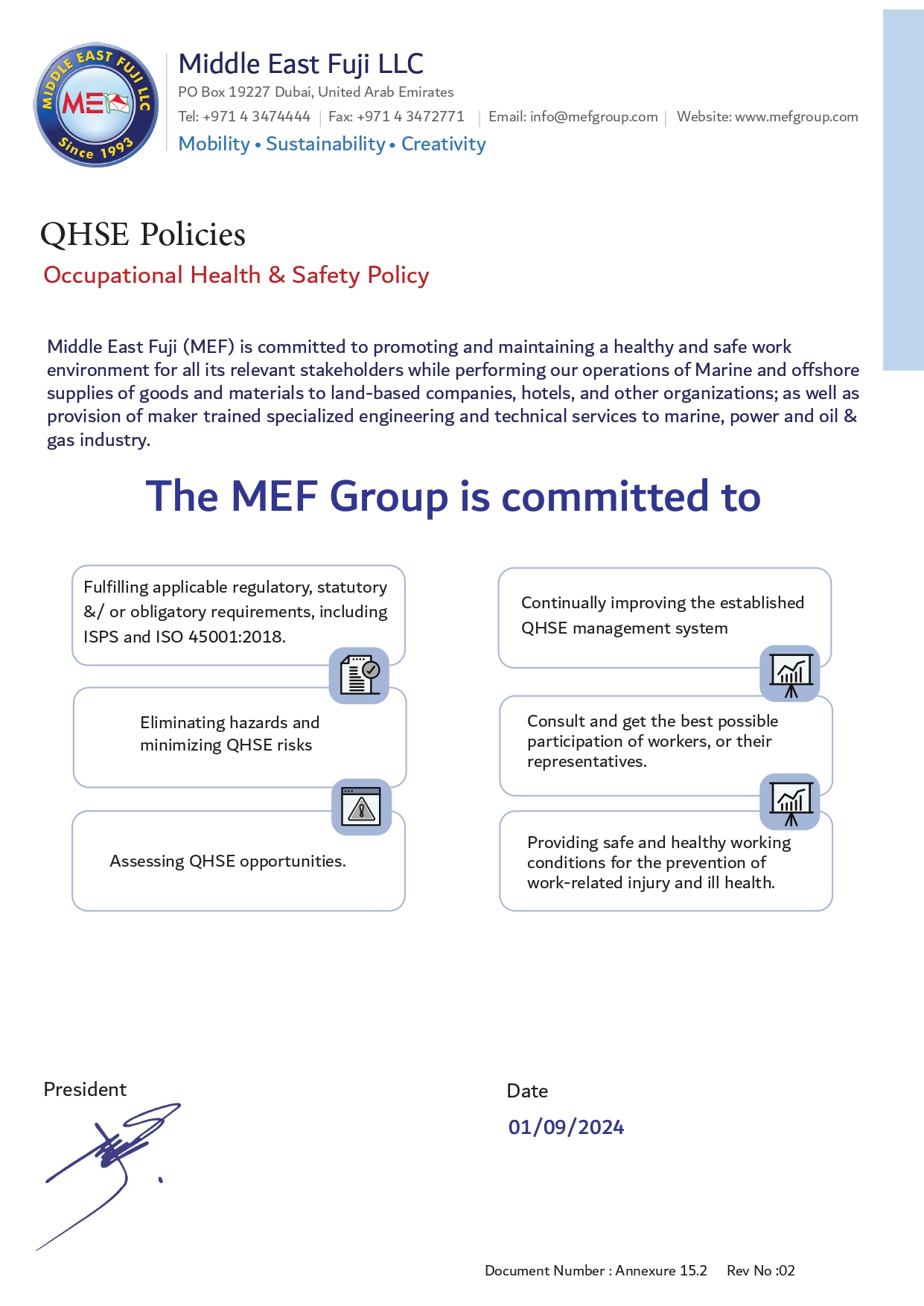 Occupational Health and Safety Policy